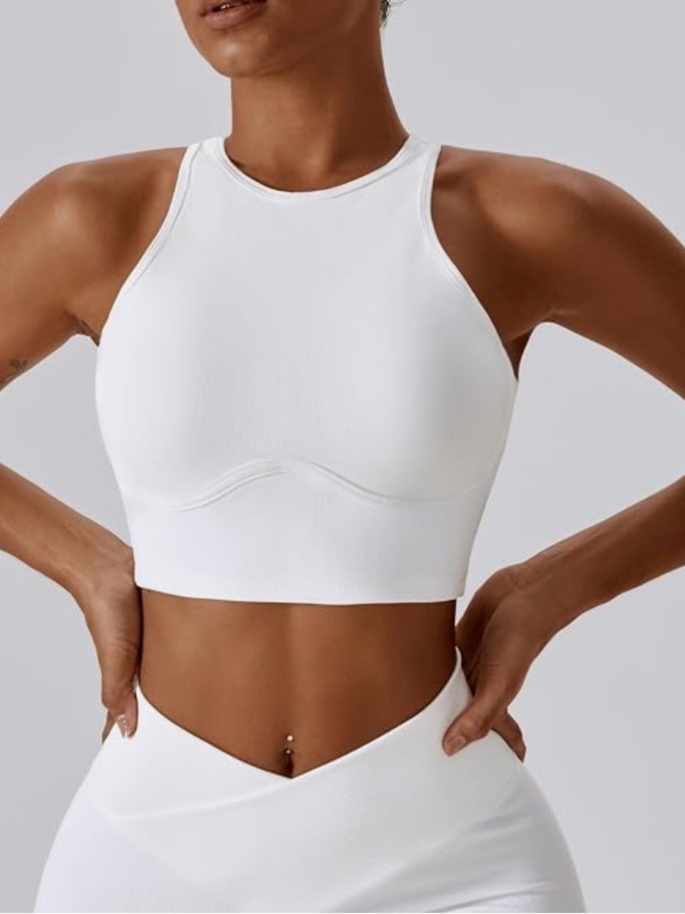 Ribbed Sports Bra for Women Open Back